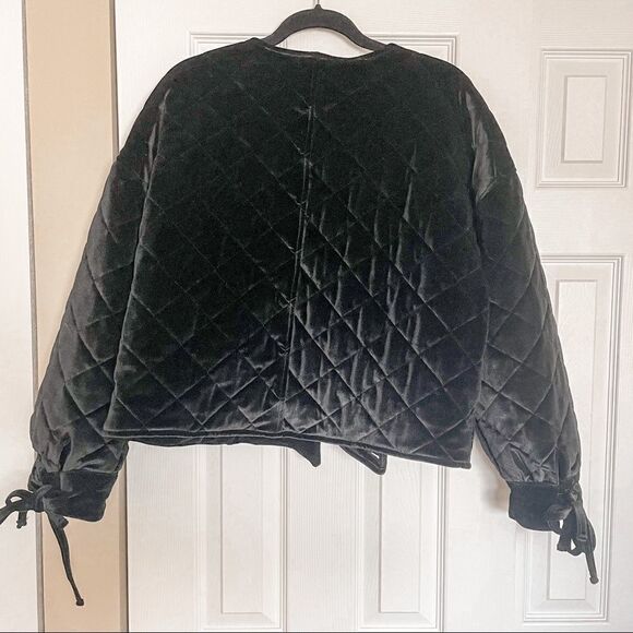 Something Navy Quilted Velour Jacket Black XXL - Picture 8 of 12